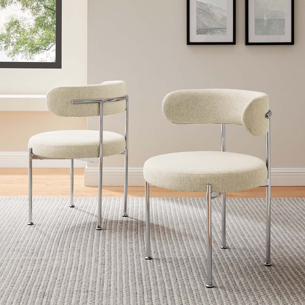 Albie Fabric Dining Chairs Set of 2 by Modway
