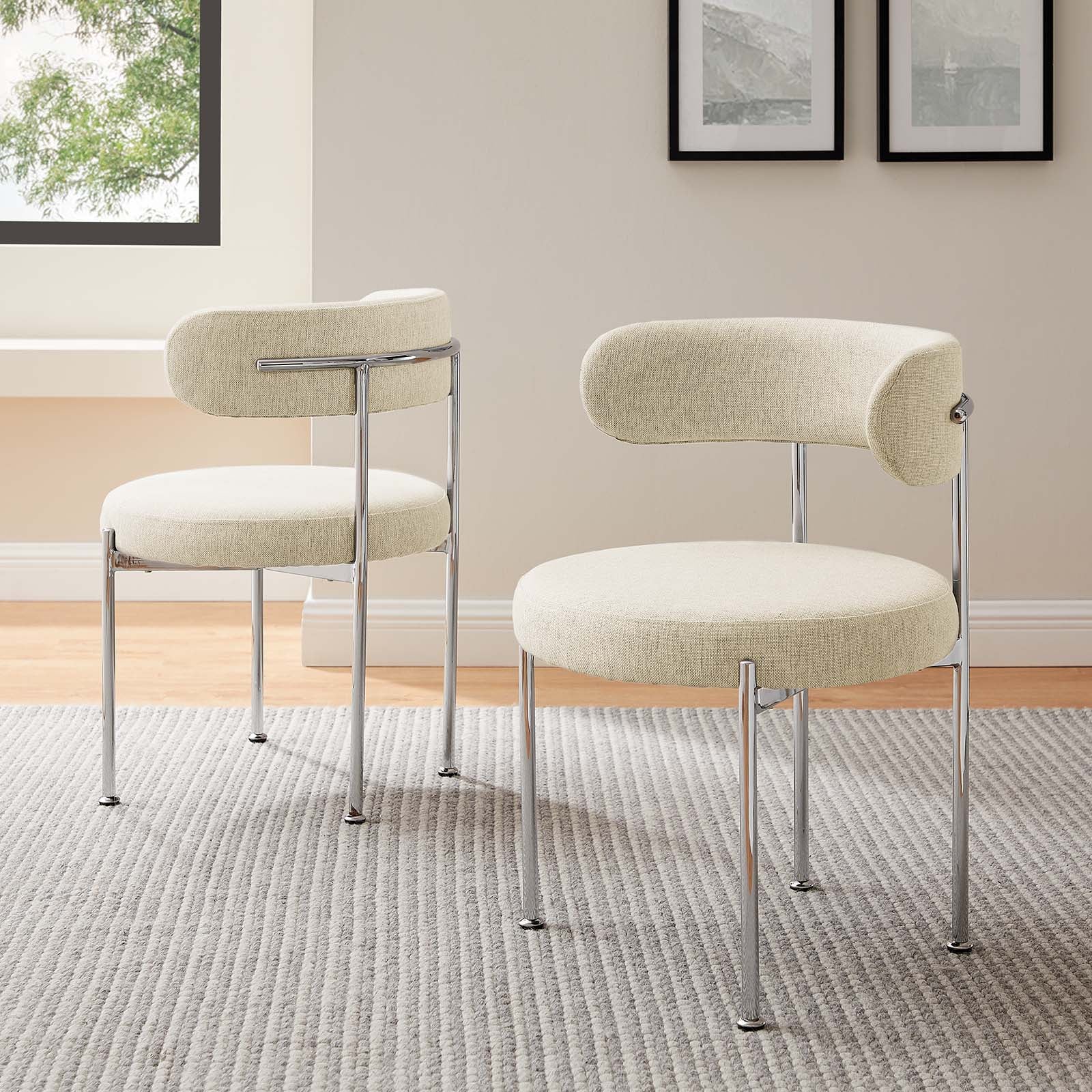 Albie Fabric Dining Chairs Set of 2 by Modway