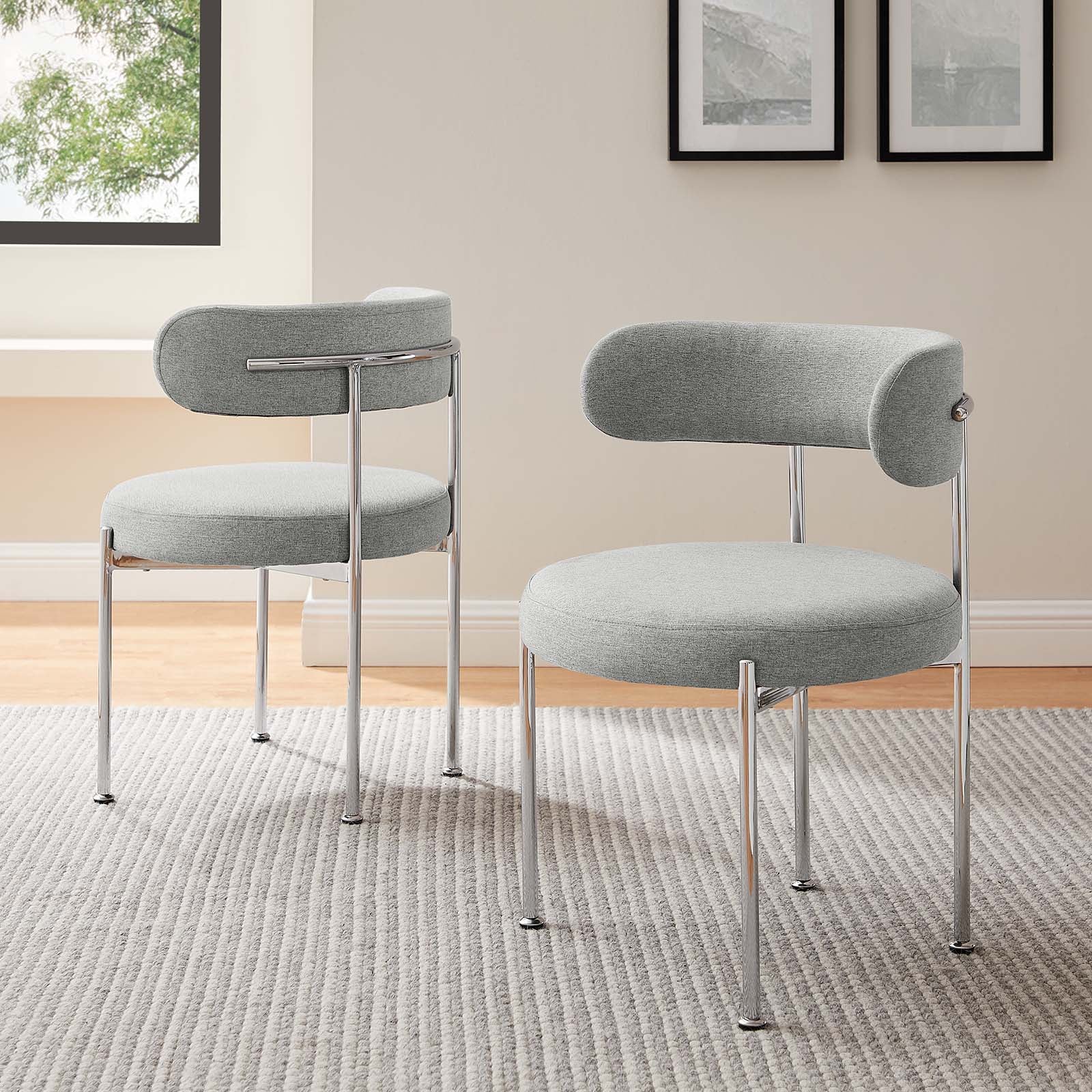 Albie Fabric Dining Chairs Set of 2 by Modway