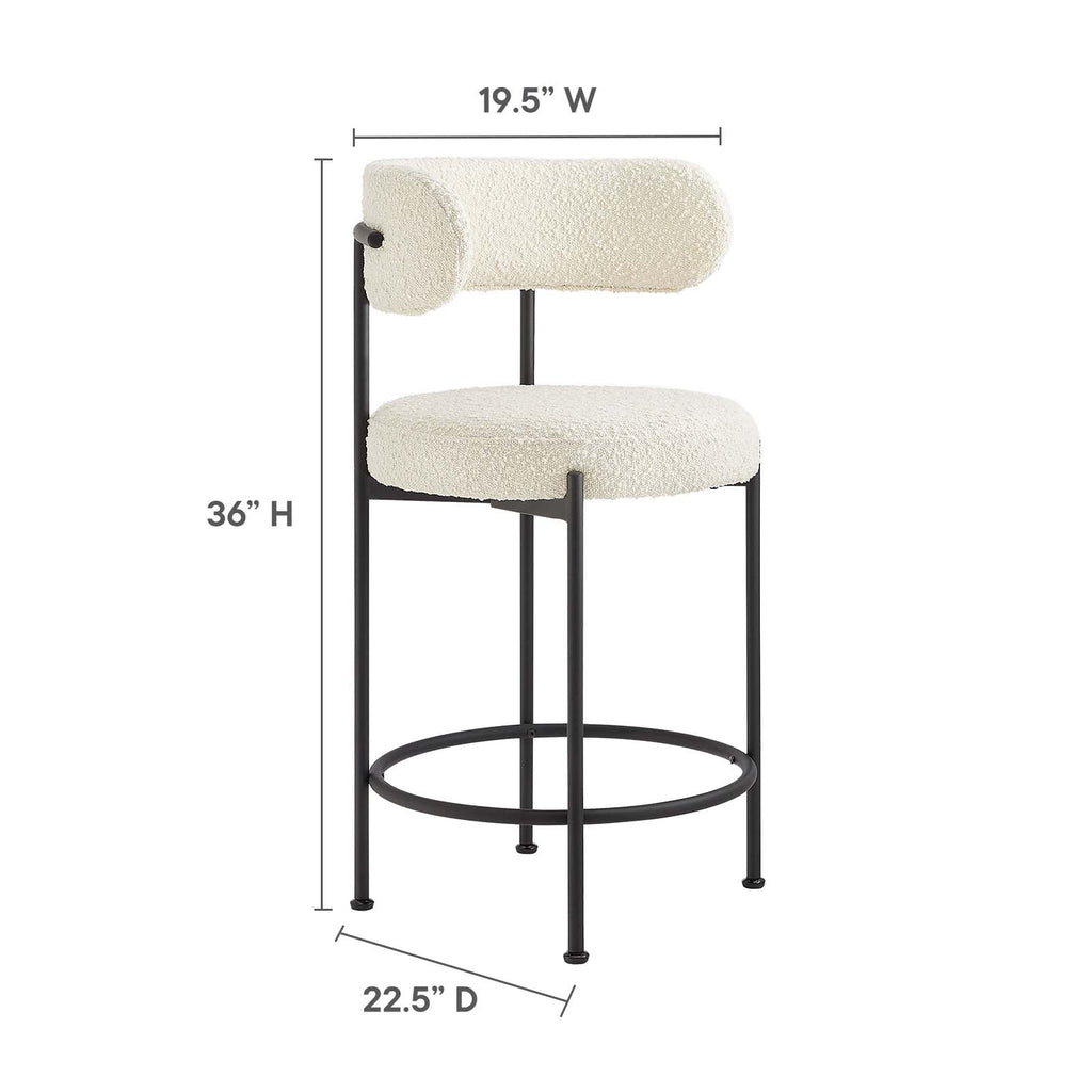 Albie Boucle Fabric Counter Stools Set of 2 by Modway