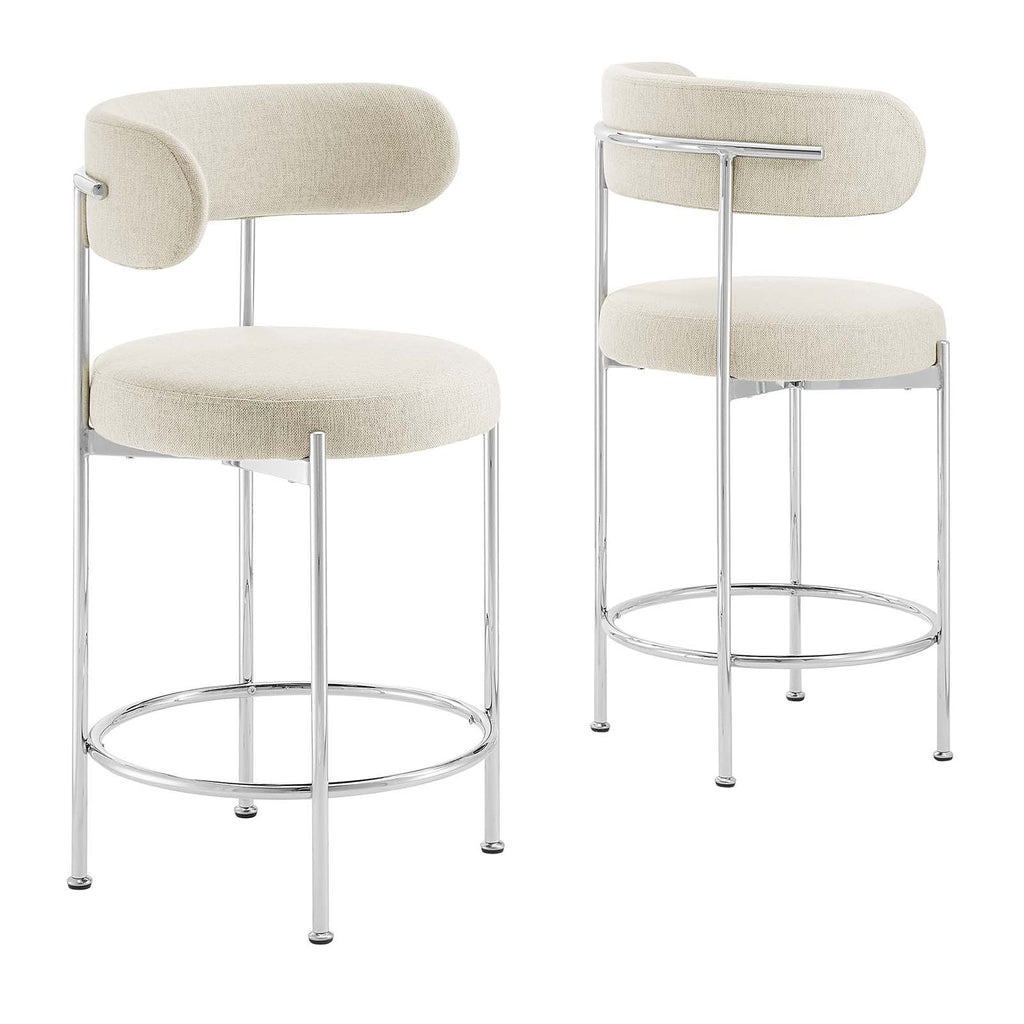 Albie Fabric Counter Stools Set of 2 by Modway