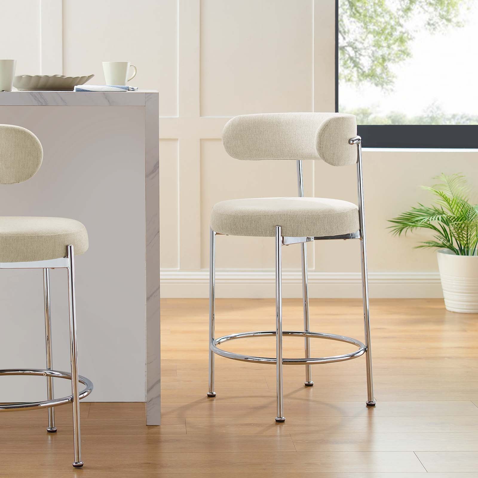 Albie Fabric Counter Stools Set of 2 by Modway