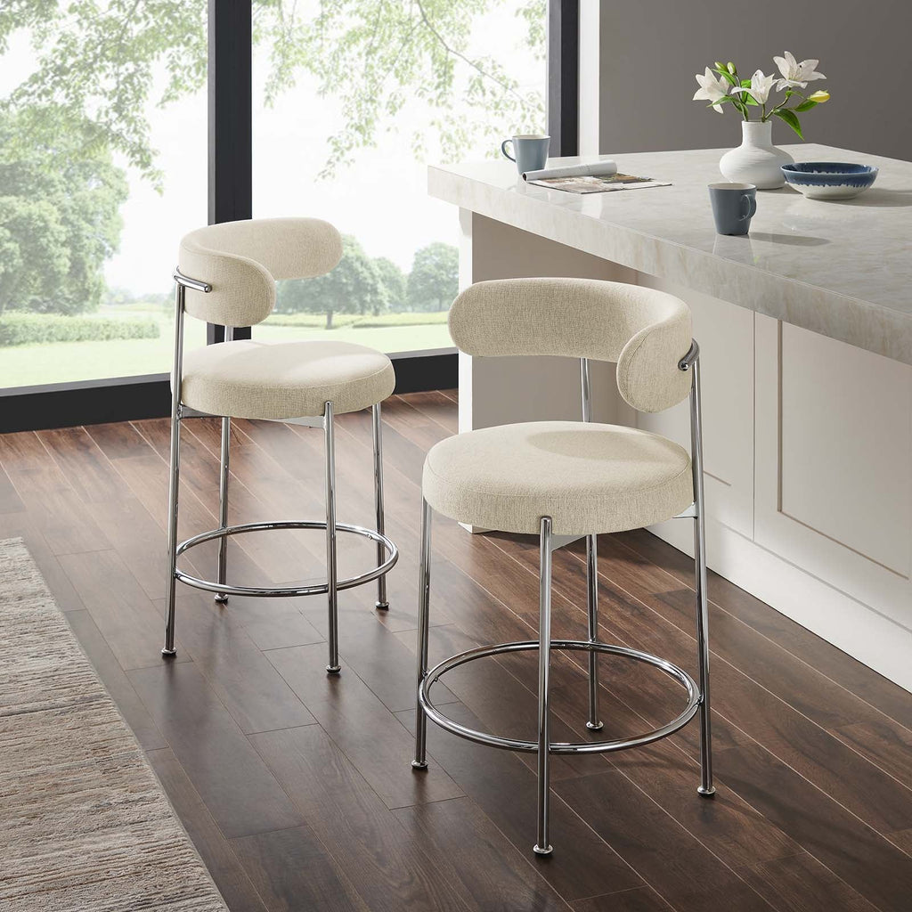 Albie Fabric Counter Stools Set of 2 by Modway