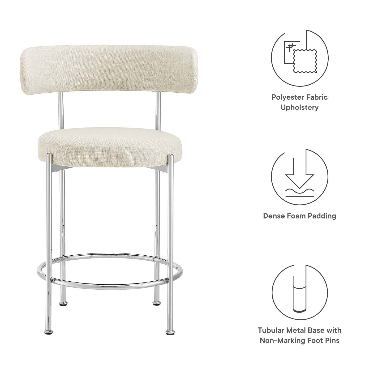 Albie Fabric Counter Stools Set of 2 by Modway