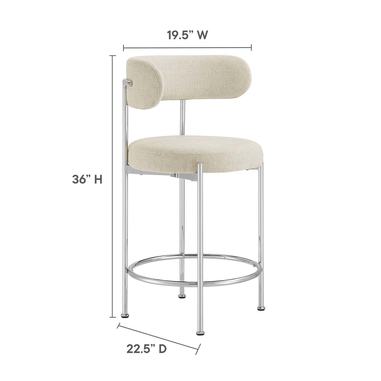 Albie Fabric Counter Stools Set of 2 by Modway