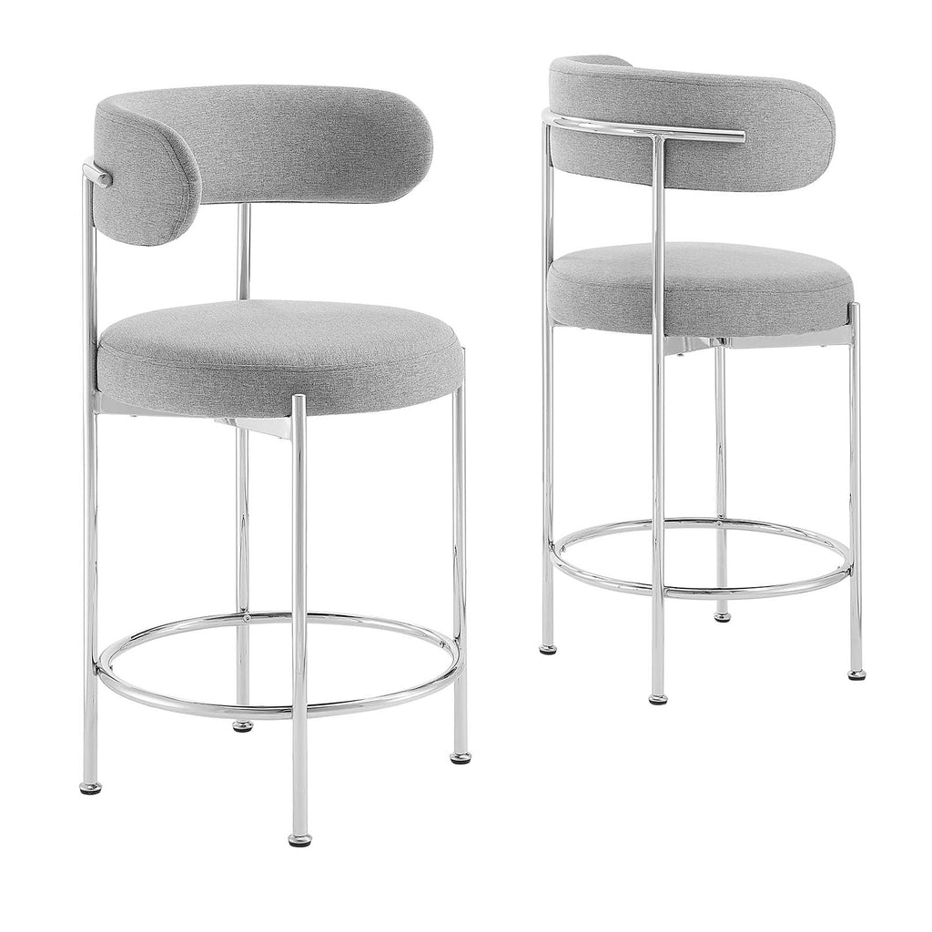Albie Fabric Counter Stools Set of 2 by Modway