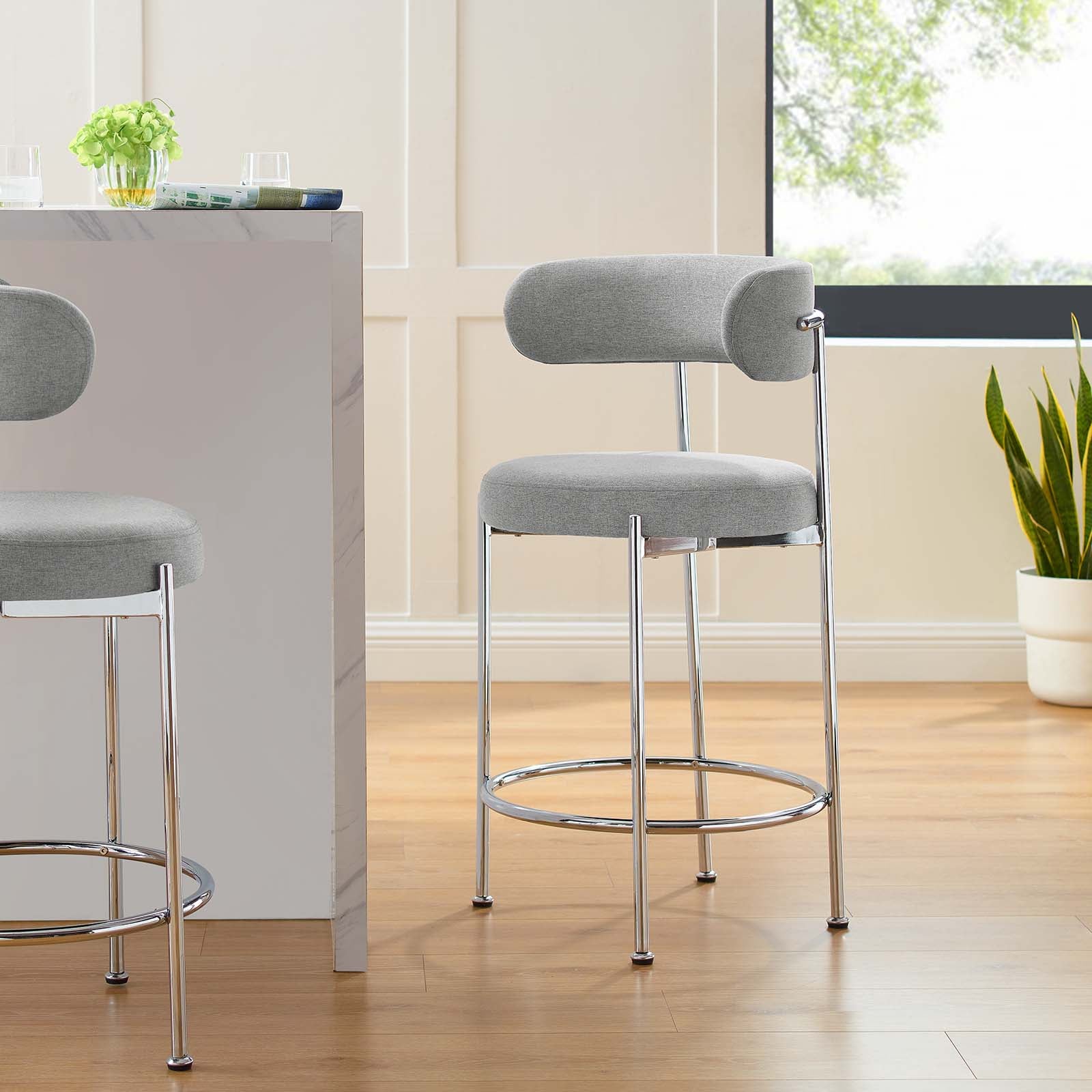 Albie Fabric Counter Stools Set of 2 by Modway