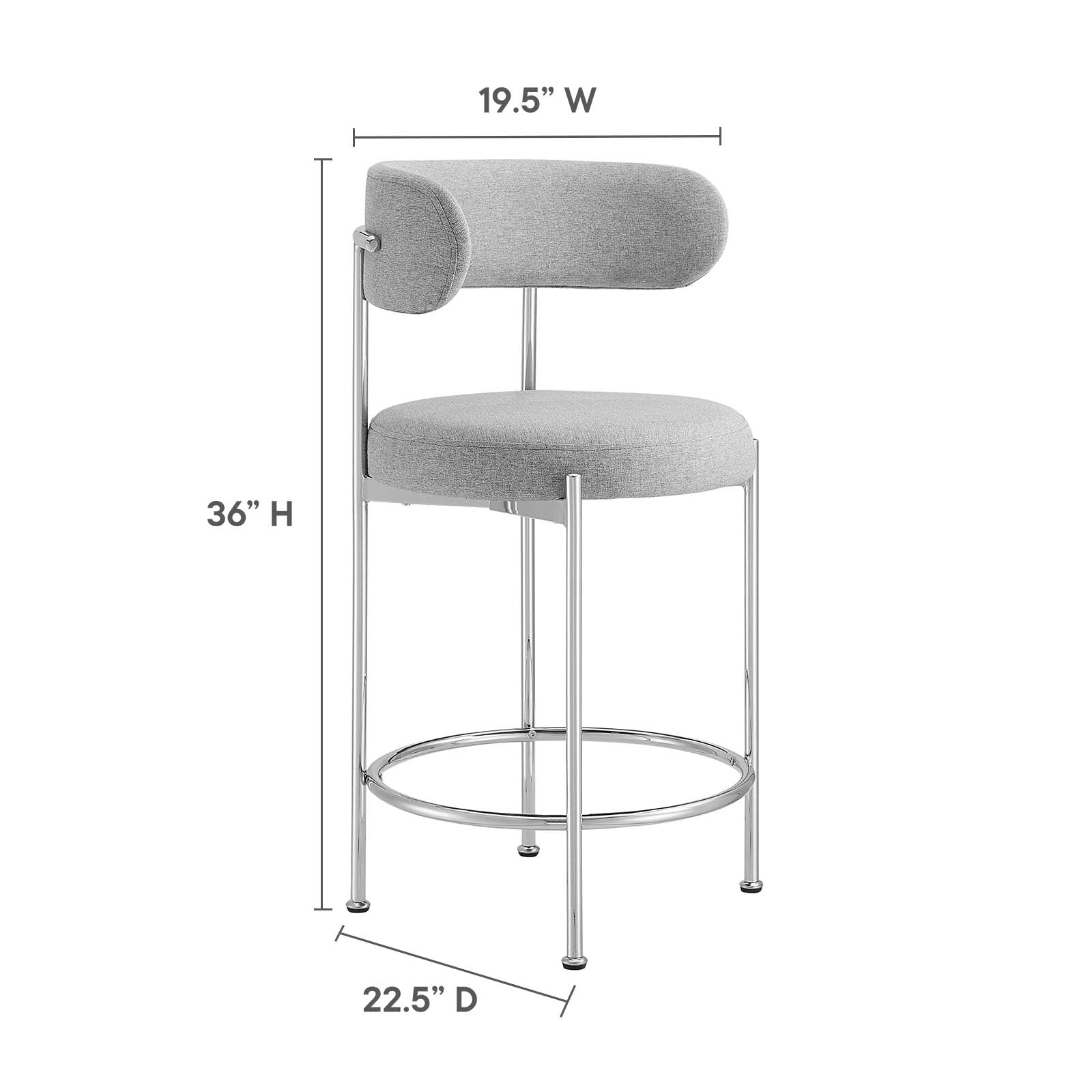 Albie Fabric Counter Stools Set of 2 by Modway