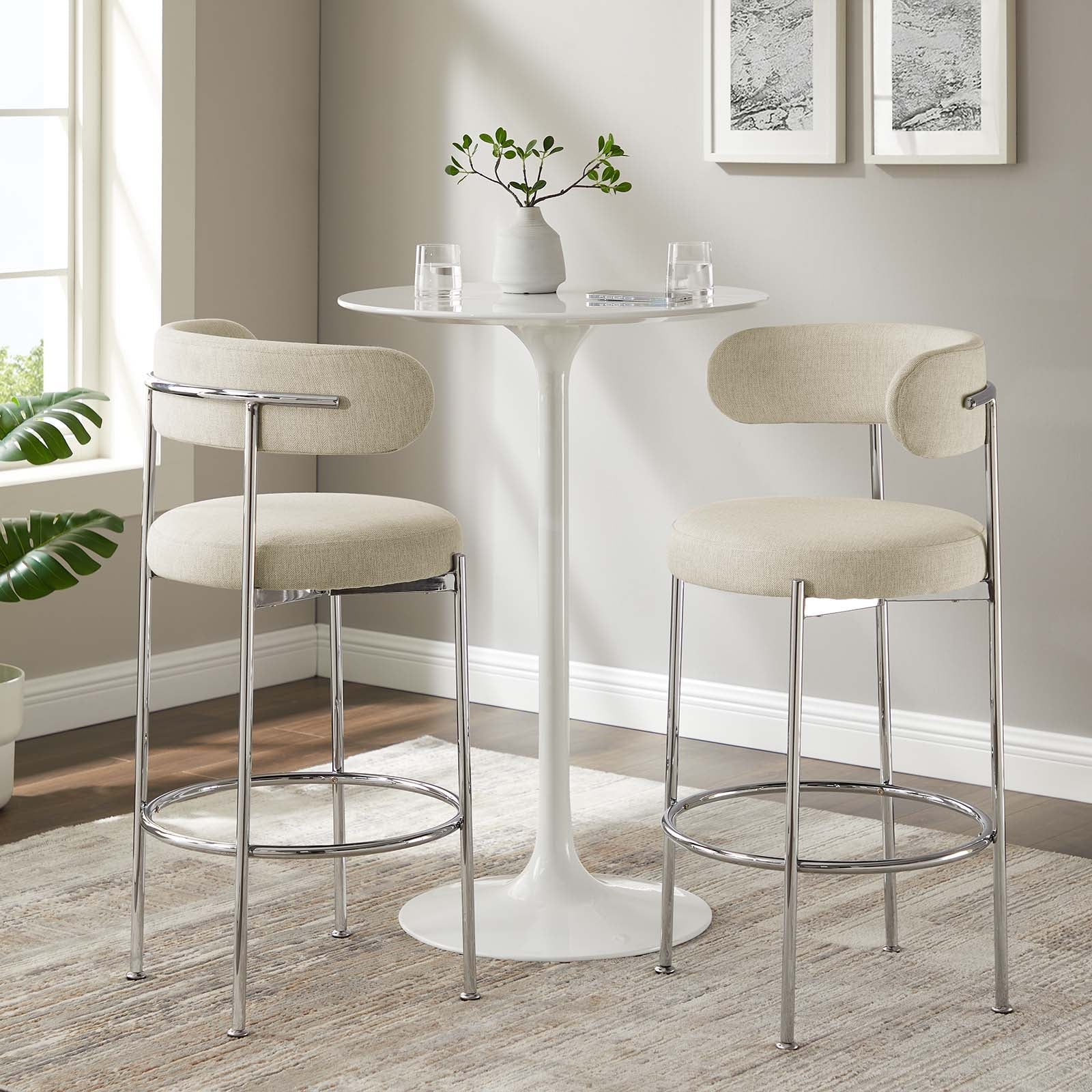 Albie Fabric Bar Stools Set of 2 by Modway