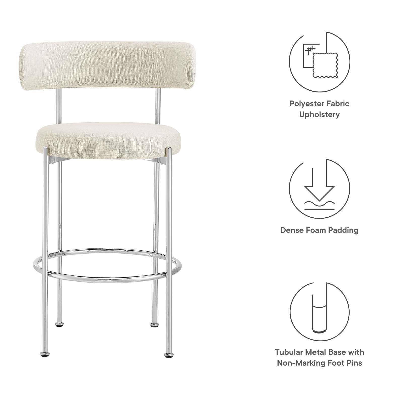 Albie Fabric Bar Stools Set of 2 by Modway