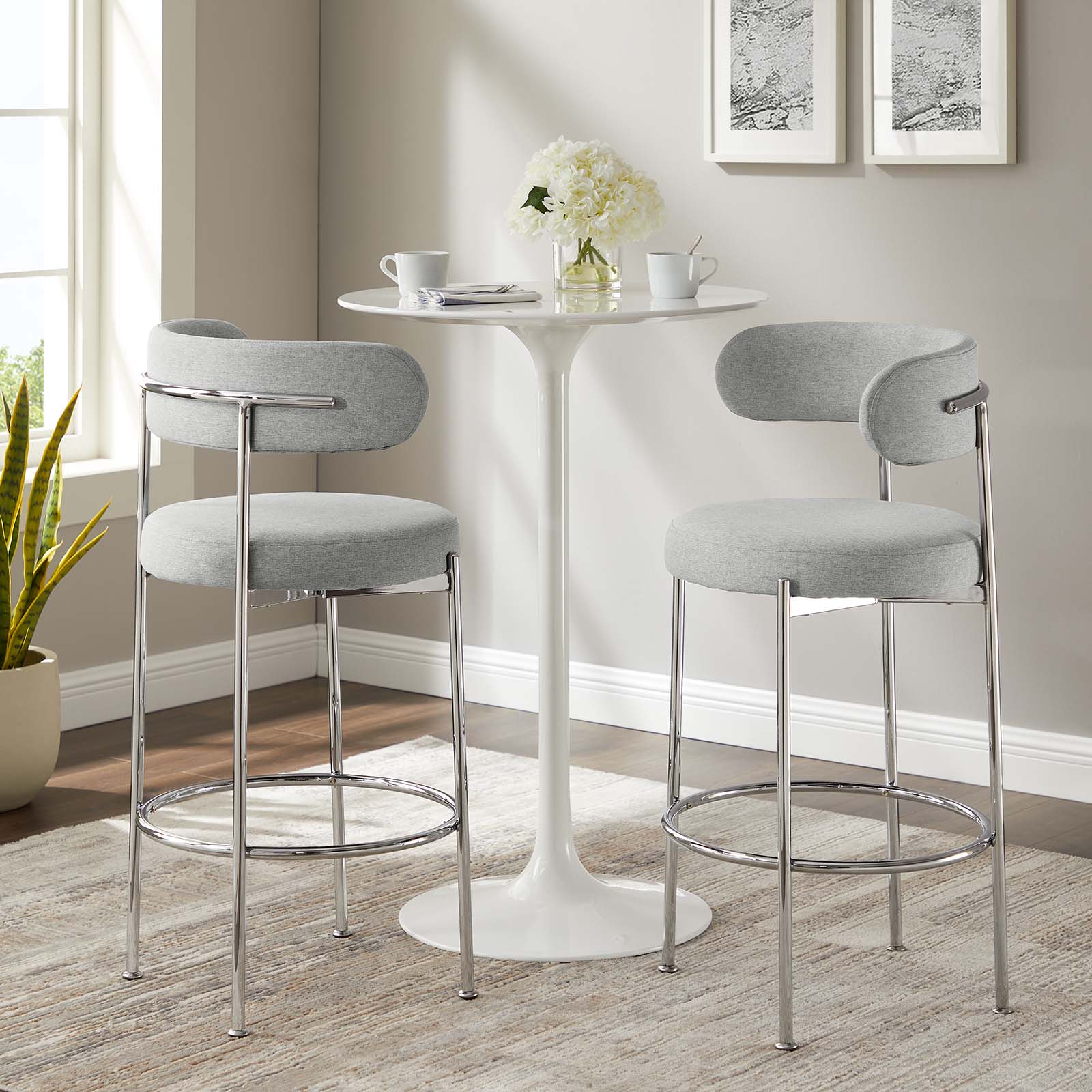 Albie Fabric Bar Stools Set of 2 by Modway