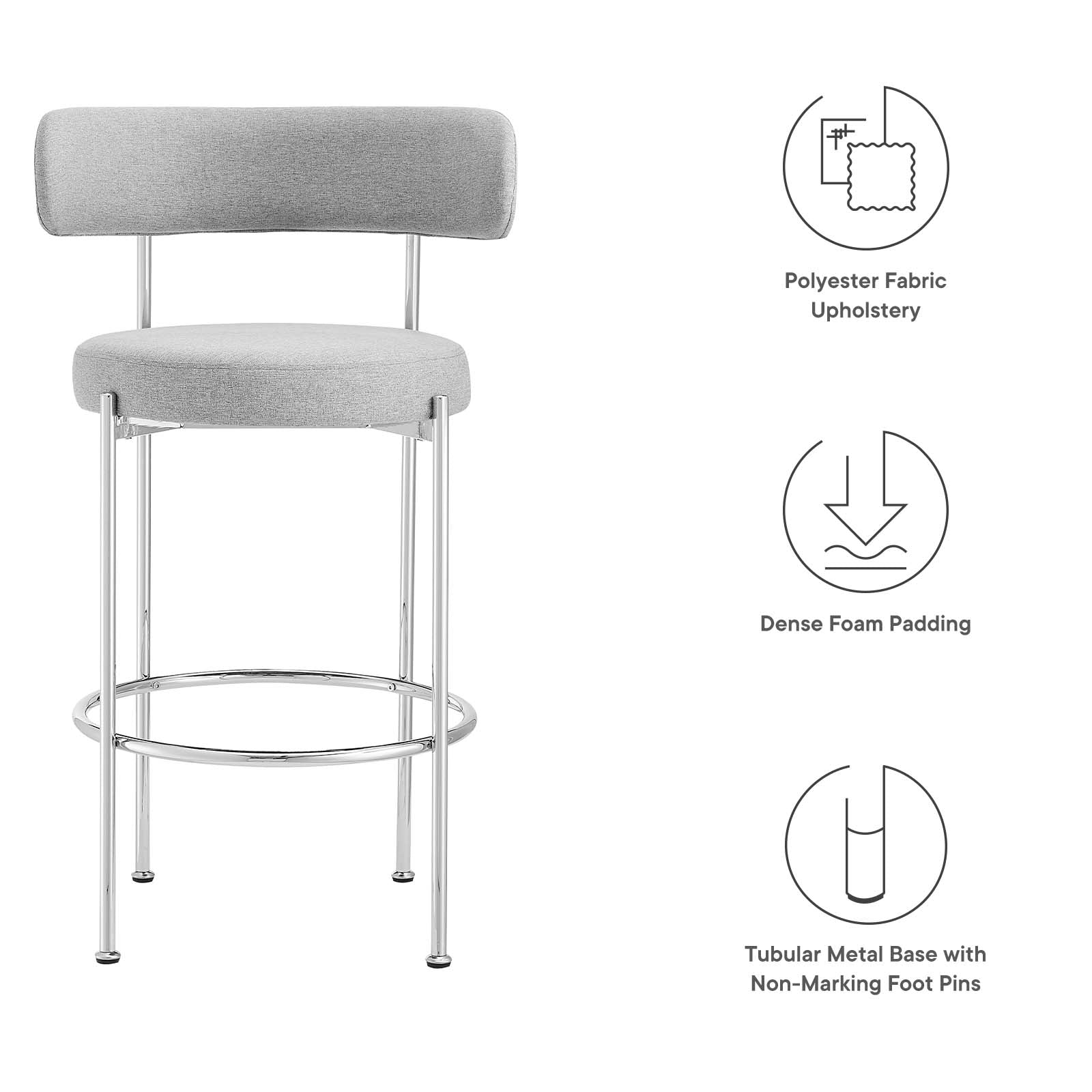 Albie Fabric Bar Stools Set of 2 by Modway