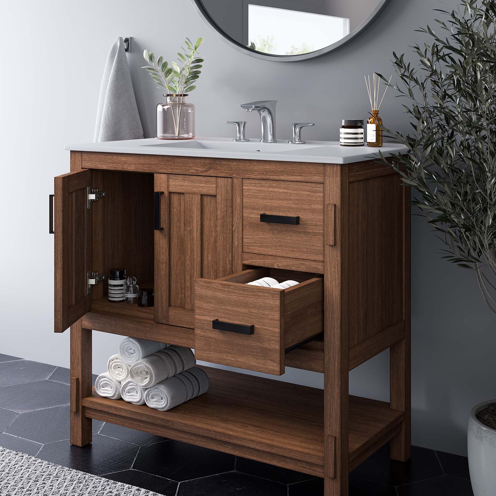 Ashlyn 36Ó Wood Bathroom Vanity by Modway