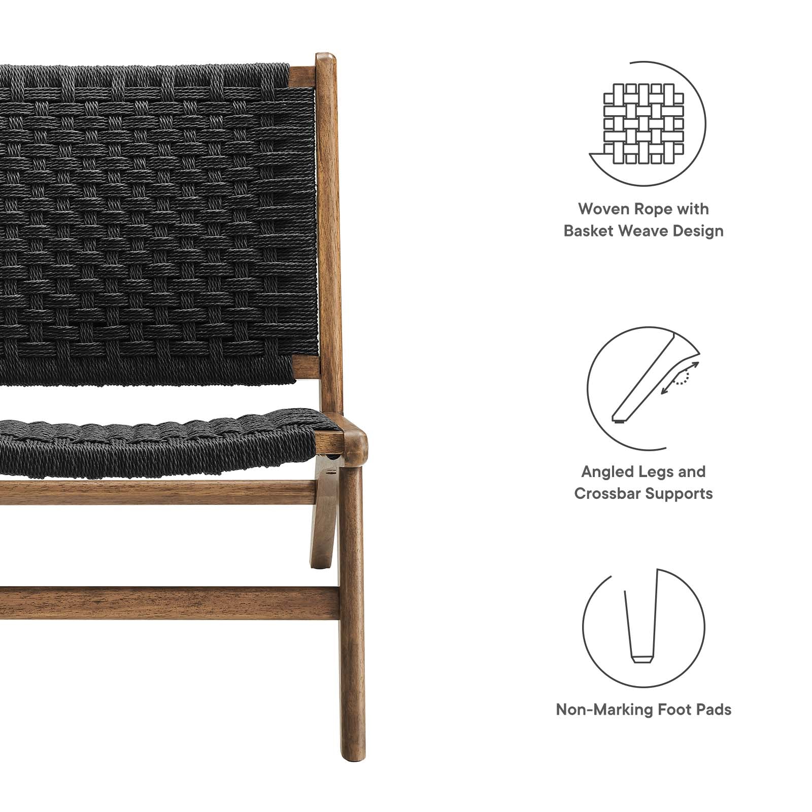 Saoirse Woven Rope Wood Accent Lounge Chair by Modway