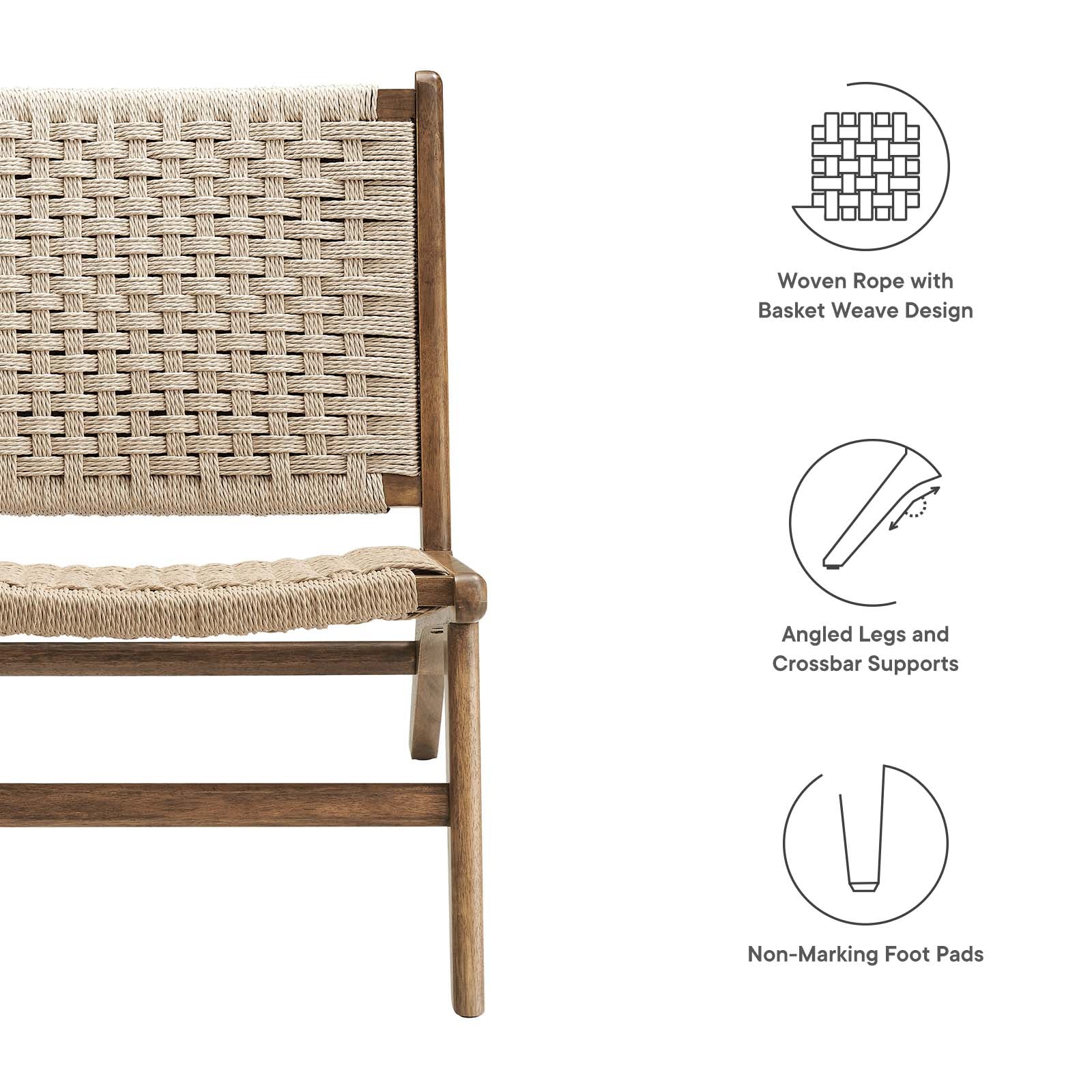 Saoirse Woven Rope Wood Accent Lounge Chair by Modway