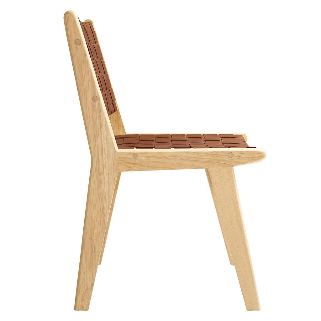 Saoirse Leather Wood Dining Side Chair Set of 2 by Modway