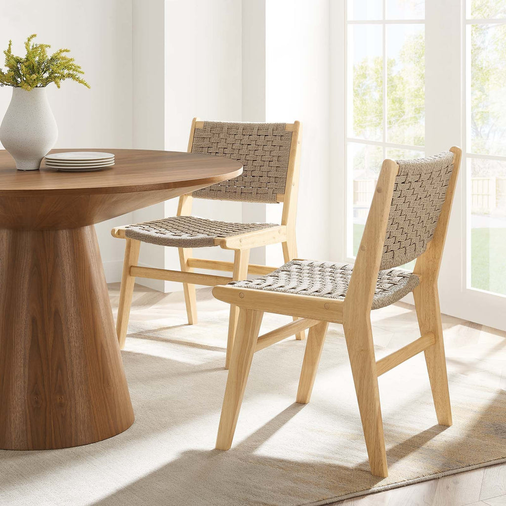 Saoirse Woven Rope Wood Dining Side Chair Set of 2 by Modway