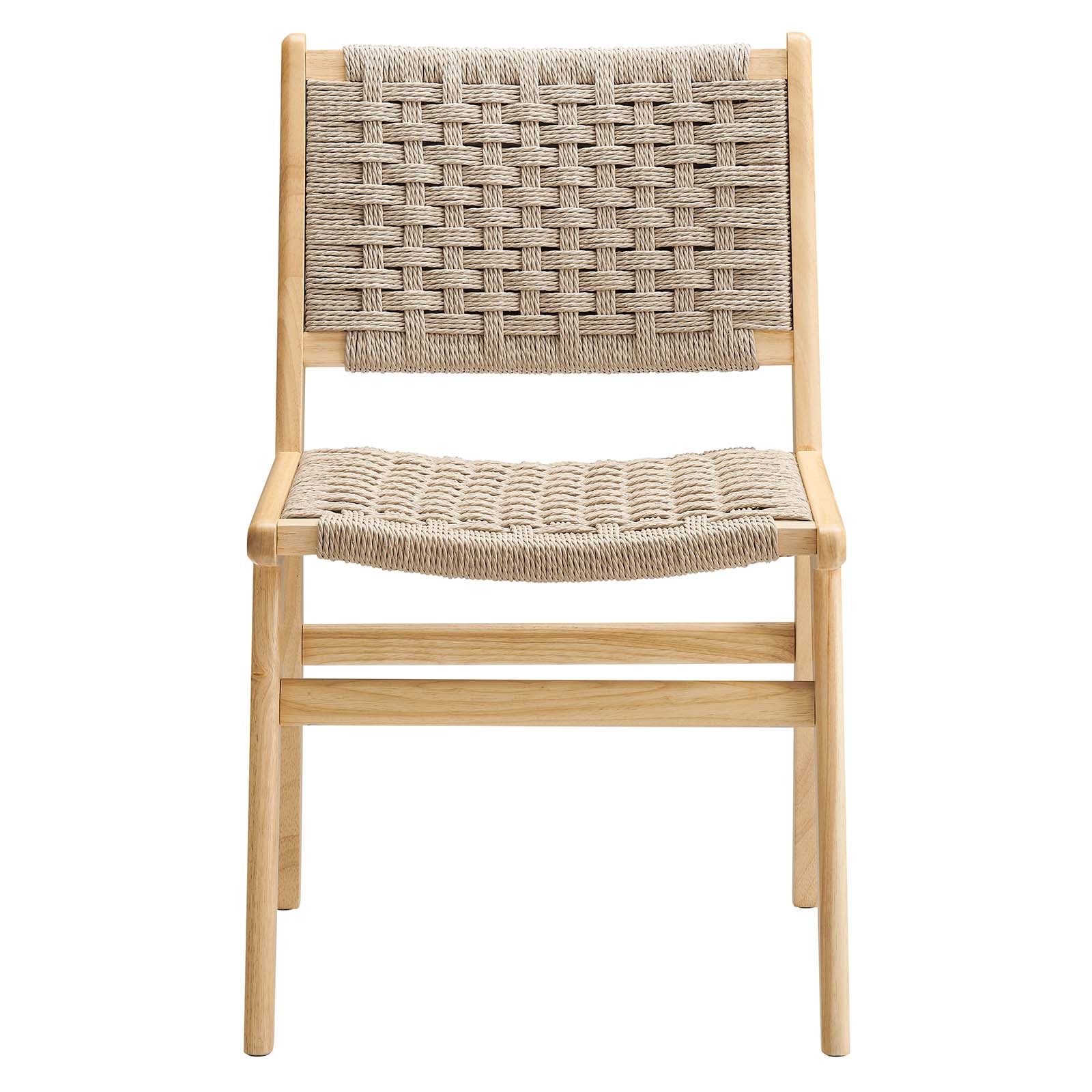 Saoirse Woven Rope Wood Dining Side Chair Set of 2 by Modway