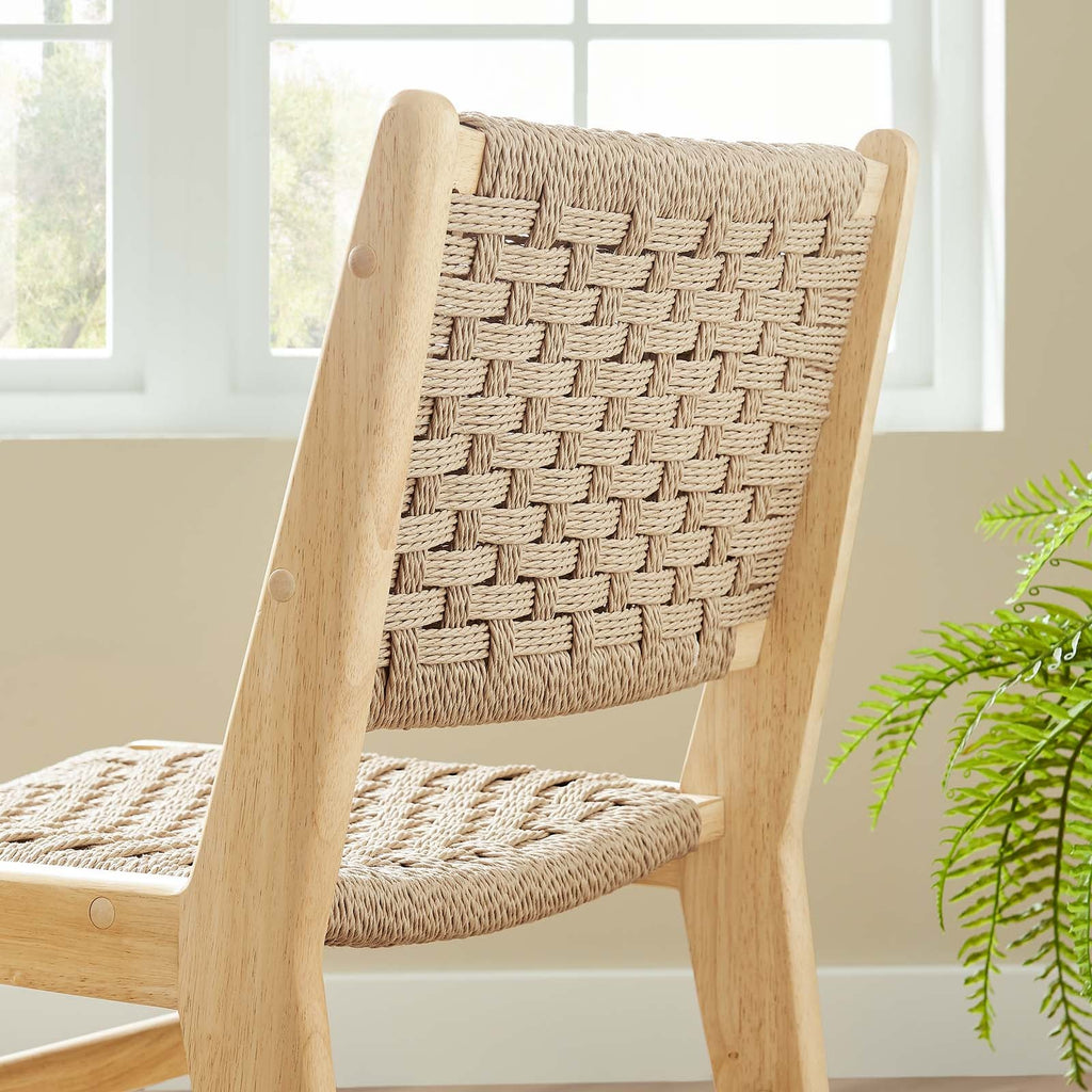 Saoirse Woven Rope Wood Dining Side Chair Set of 2 by Modway