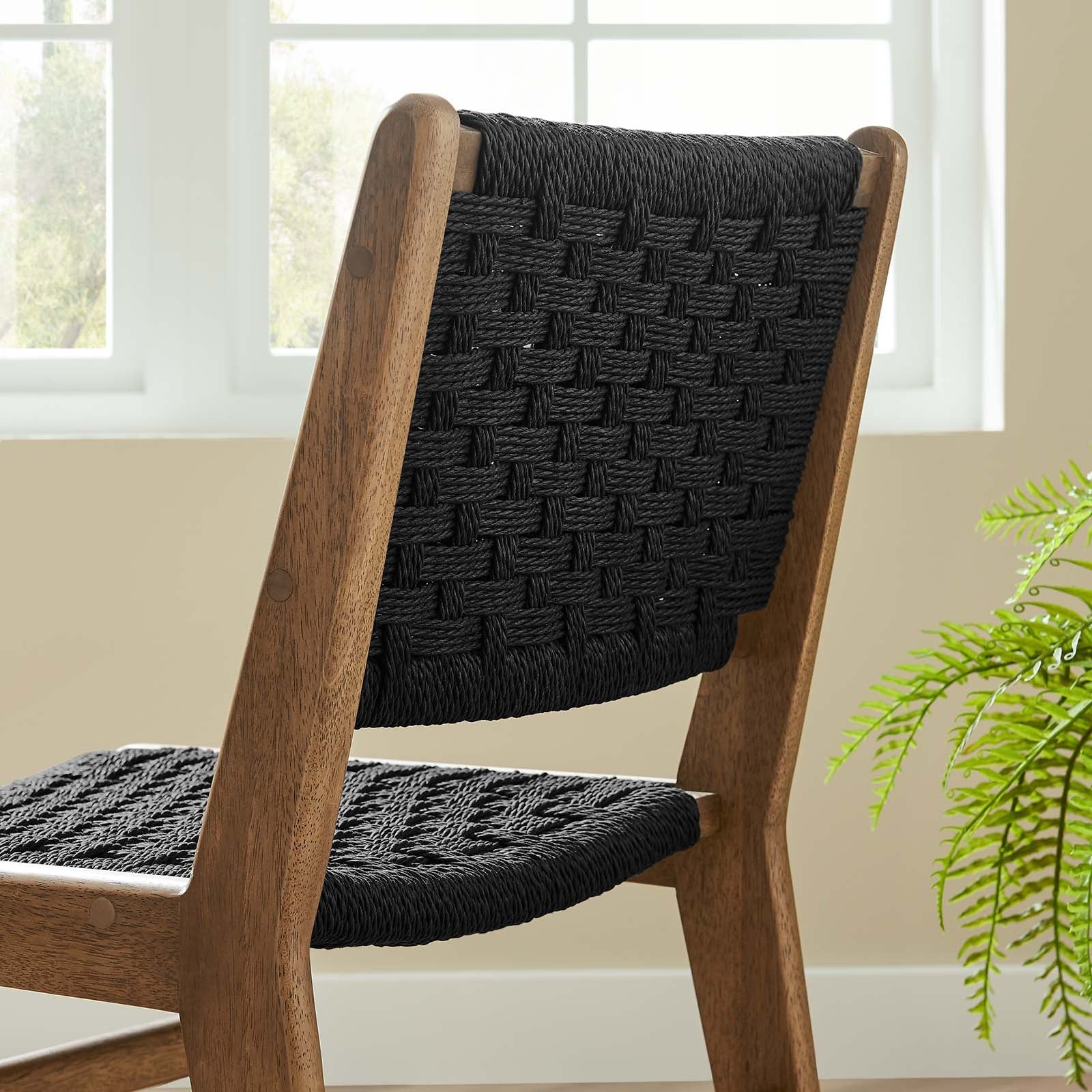 Saoirse Woven Rope Wood Dining Side Chair Set of 2 by Modway