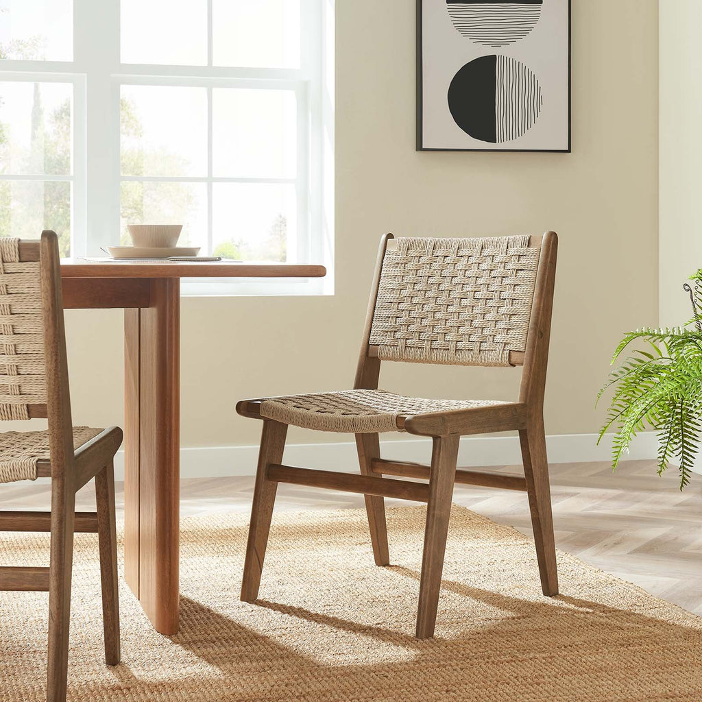Saoirse Woven Rope Wood Dining Side Chair Set of 2 by Modway