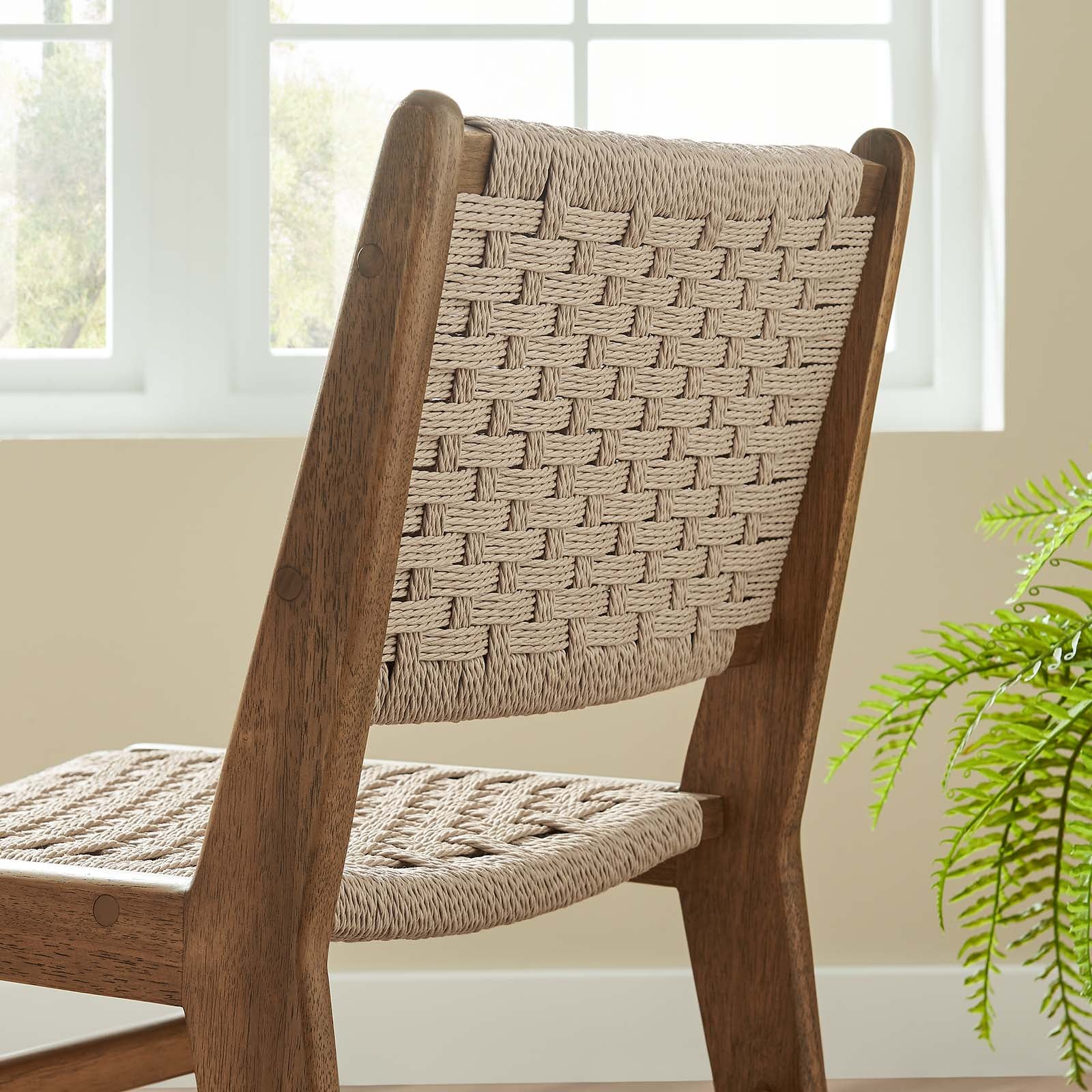 Saoirse Woven Rope Wood Dining Side Chair Set of 2 by Modway