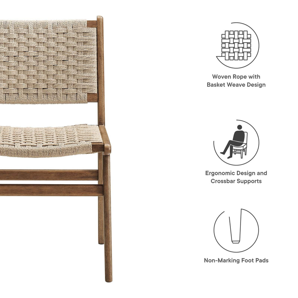 Saoirse Woven Rope Wood Dining Side Chair Set of 2 by Modway