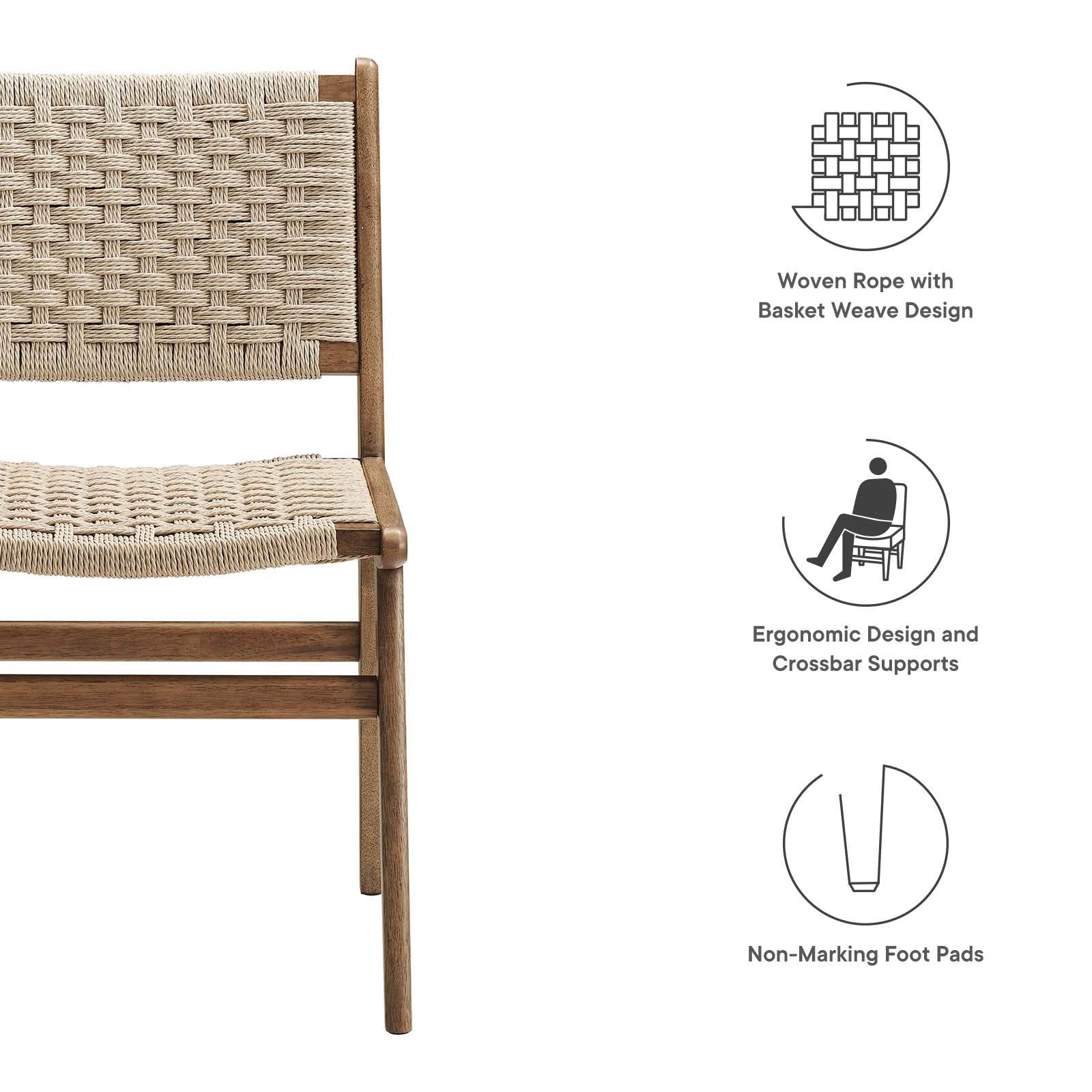 Saoirse Woven Rope Wood Dining Side Chair Set of 2 by Modway