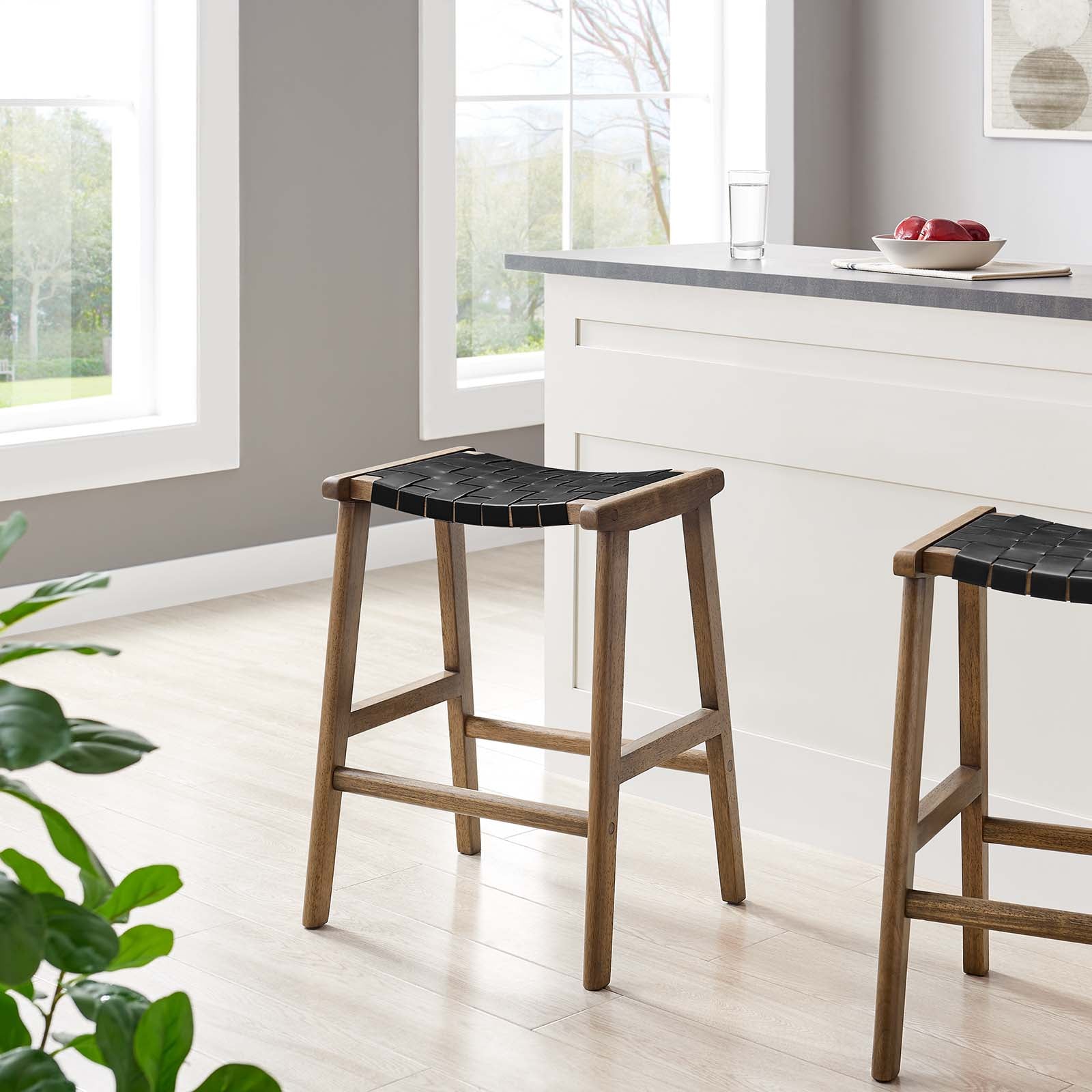 Saoirse Faux Leather Wood Counter Stool Set of 2 by Modway