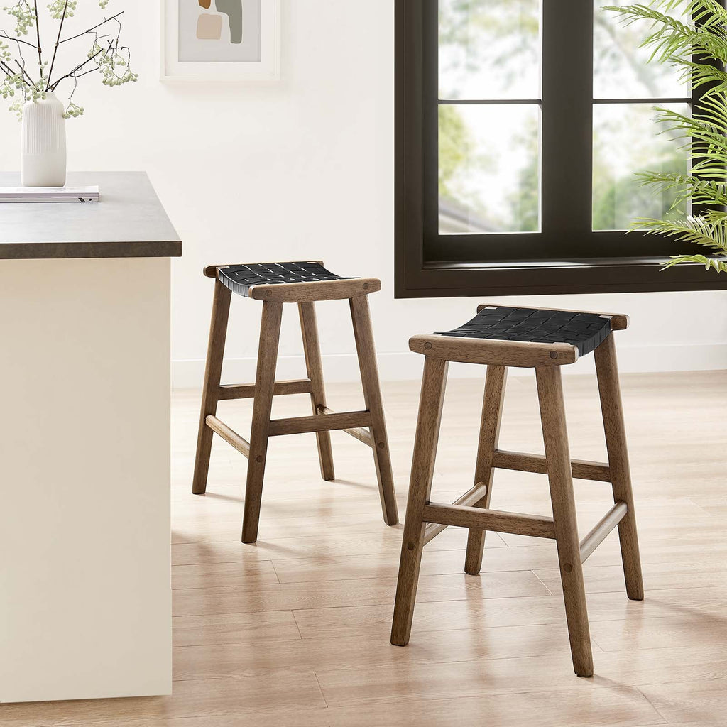 Saoirse Faux Leather Wood Counter Stool Set of 2 by Modway