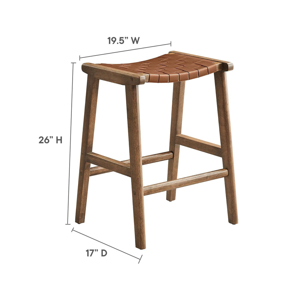 Saoirse Faux Leather Wood Counter Stool Set of 2 by Modway