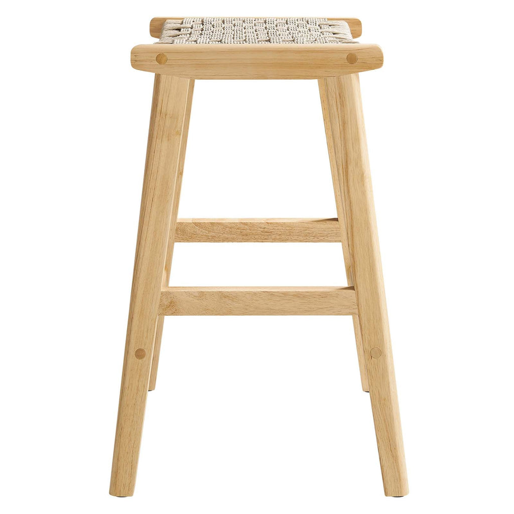 Saoirse Woven Rope Wood Counter Stool Set of 2 by Modway