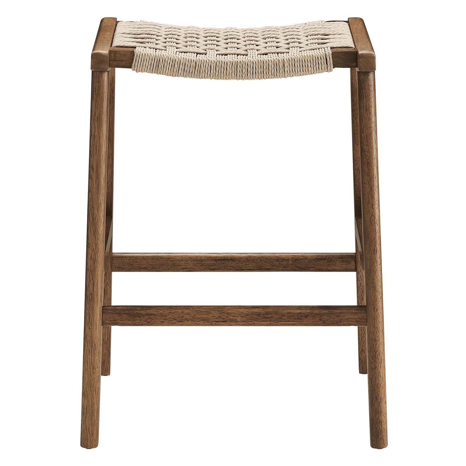 Saoirse Woven Rope Wood Counter Stool Set of 2 by Modway