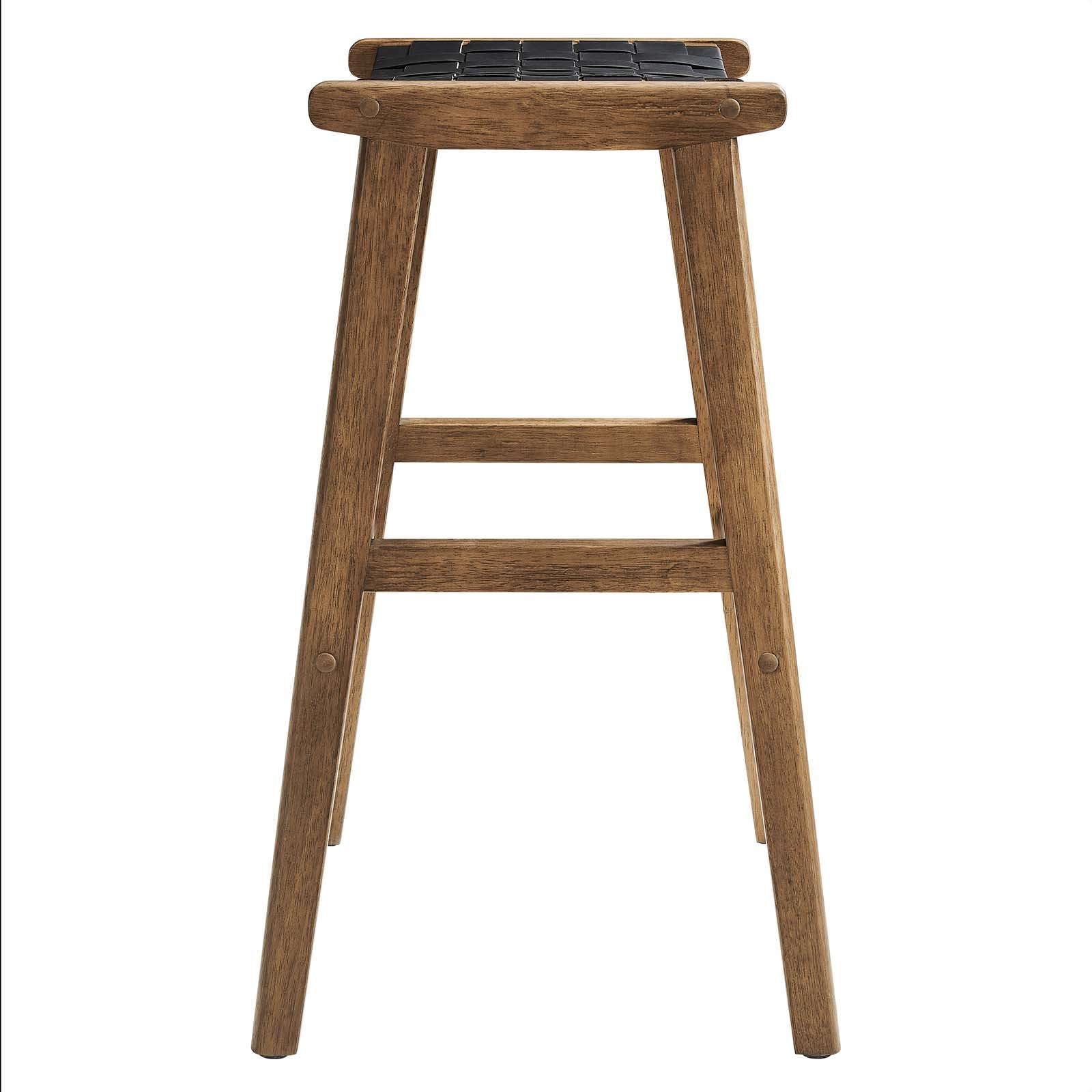 Saoirse Leather Wood Bar Stool Set of 2 by Modway