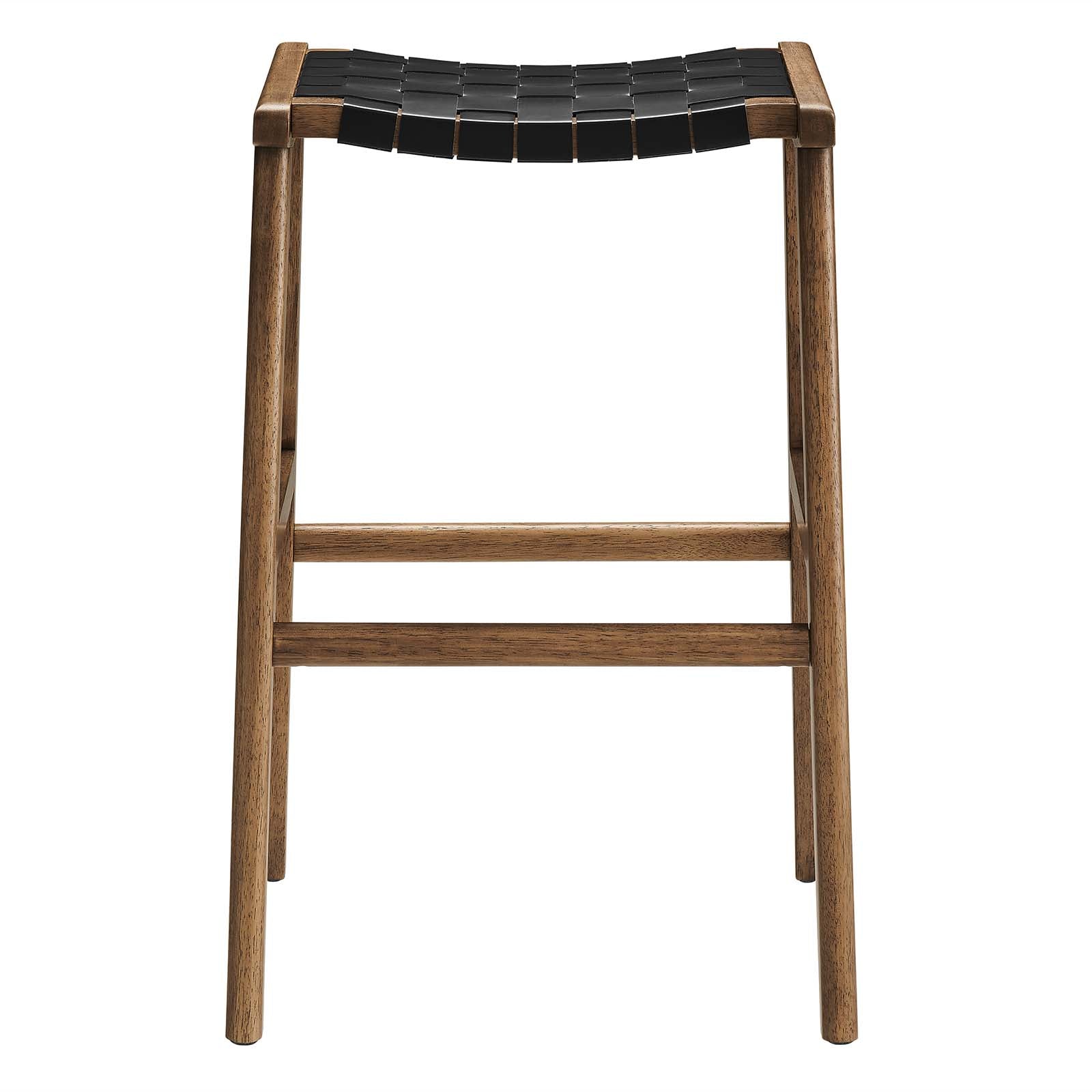 Saoirse Leather Wood Bar Stool Set of 2 by Modway