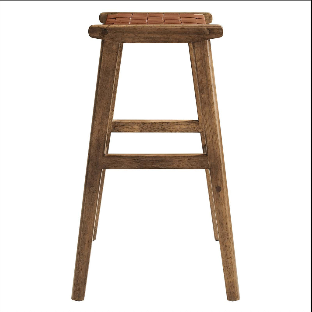 Saoirse Leather Wood Bar Stool Set of 2 by Modway