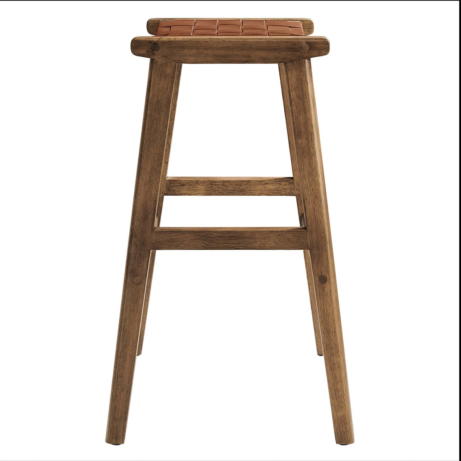Saoirse Leather Wood Bar Stool Set of 2 by Modway