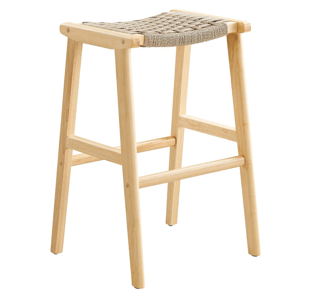 Saoirse Woven Rope Wood Bar Stool Set of 2 by Modway