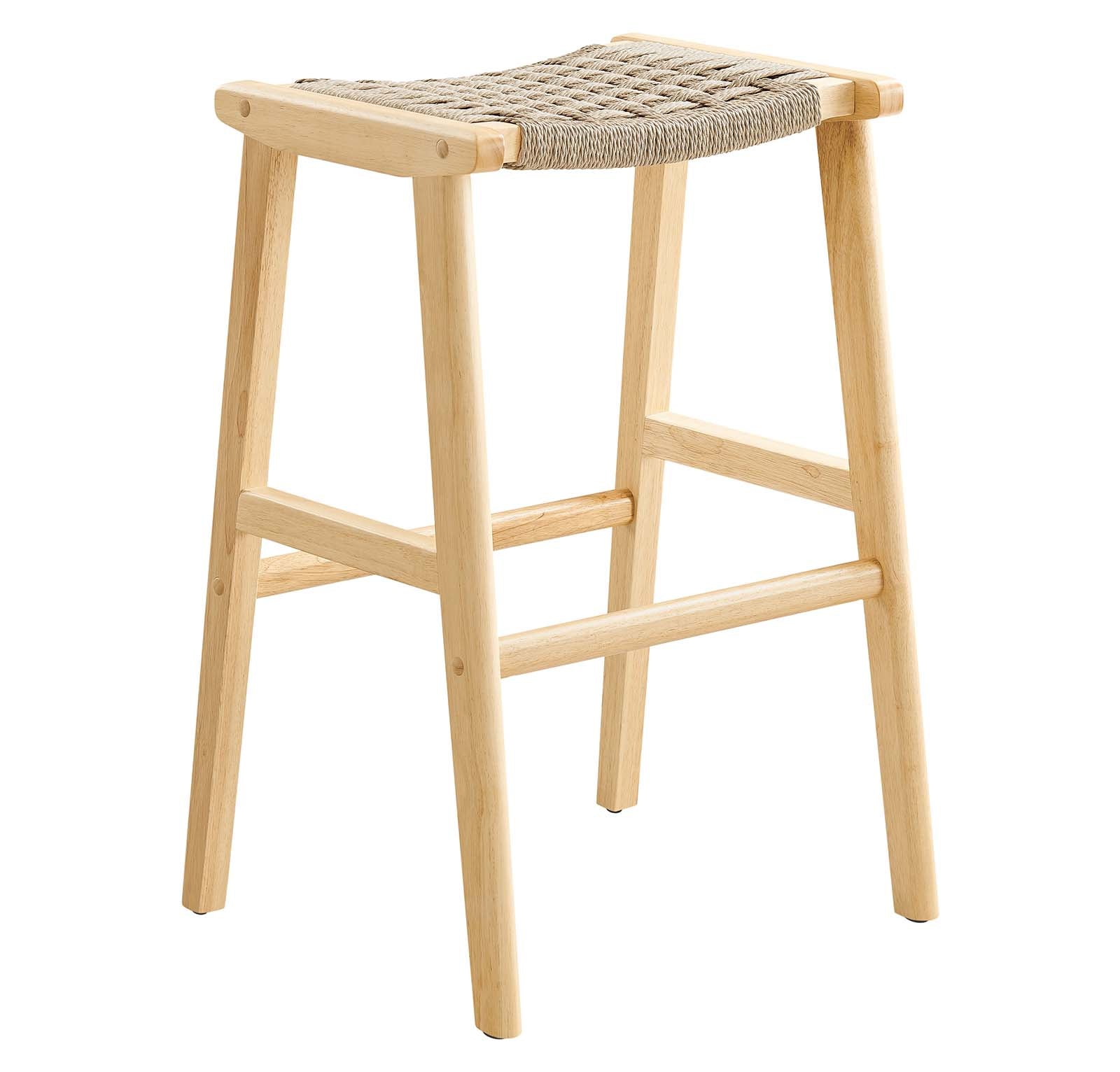 Saoirse Woven Rope Wood Bar Stool Set of 2 by Modway