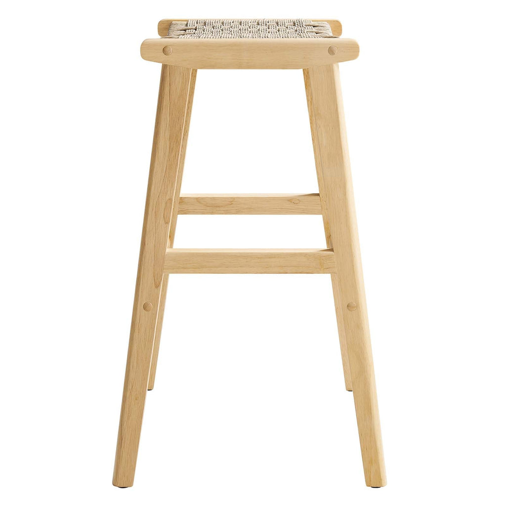 Saoirse Woven Rope Wood Bar Stool Set of 2 by Modway