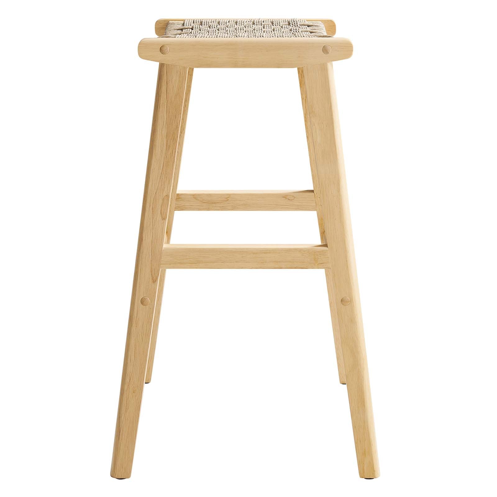 Saoirse Woven Rope Wood Bar Stool Set of 2 by Modway