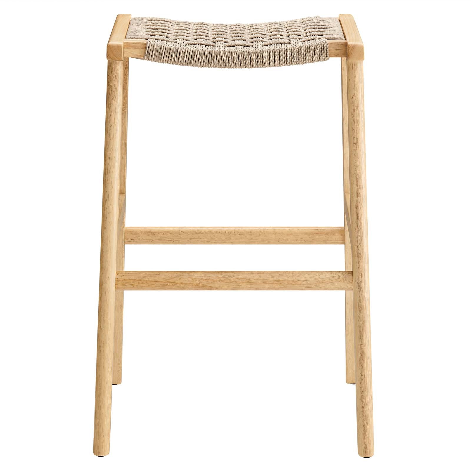 Saoirse Woven Rope Wood Bar Stool Set of 2 by Modway