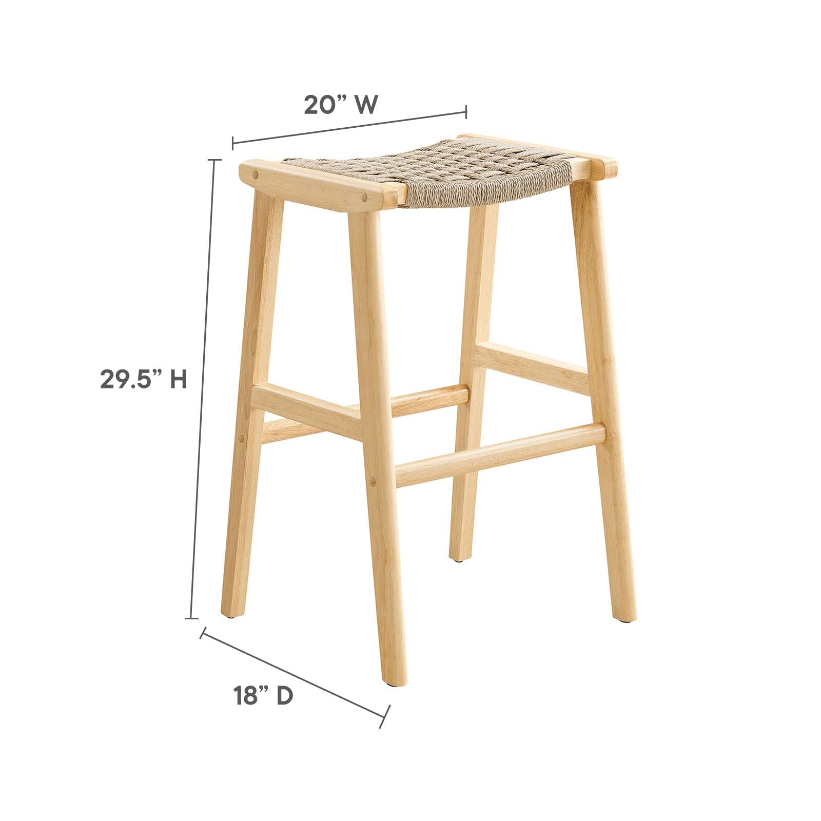 Saoirse Woven Rope Wood Bar Stool Set of 2 by Modway