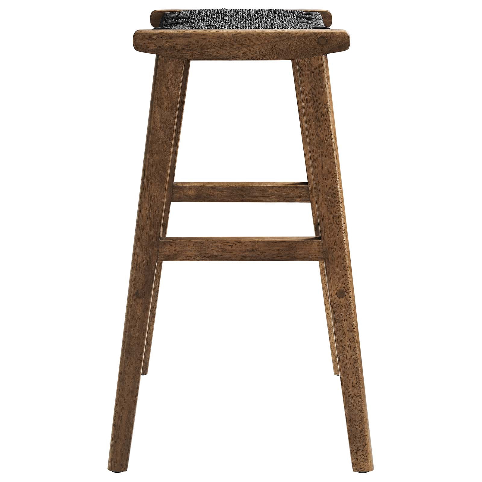 Saoirse Woven Rope Wood Bar Stool Set of 2 by Modway