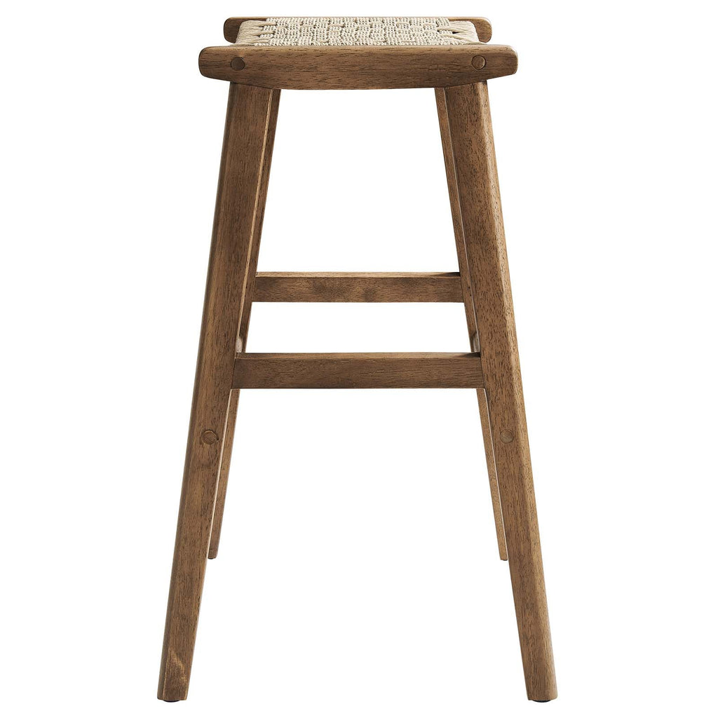 Saoirse Woven Rope Wood Bar Stool Set of 2 by Modway