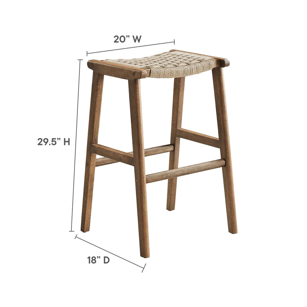 Saoirse Woven Rope Wood Bar Stool Set of 2 by Modway