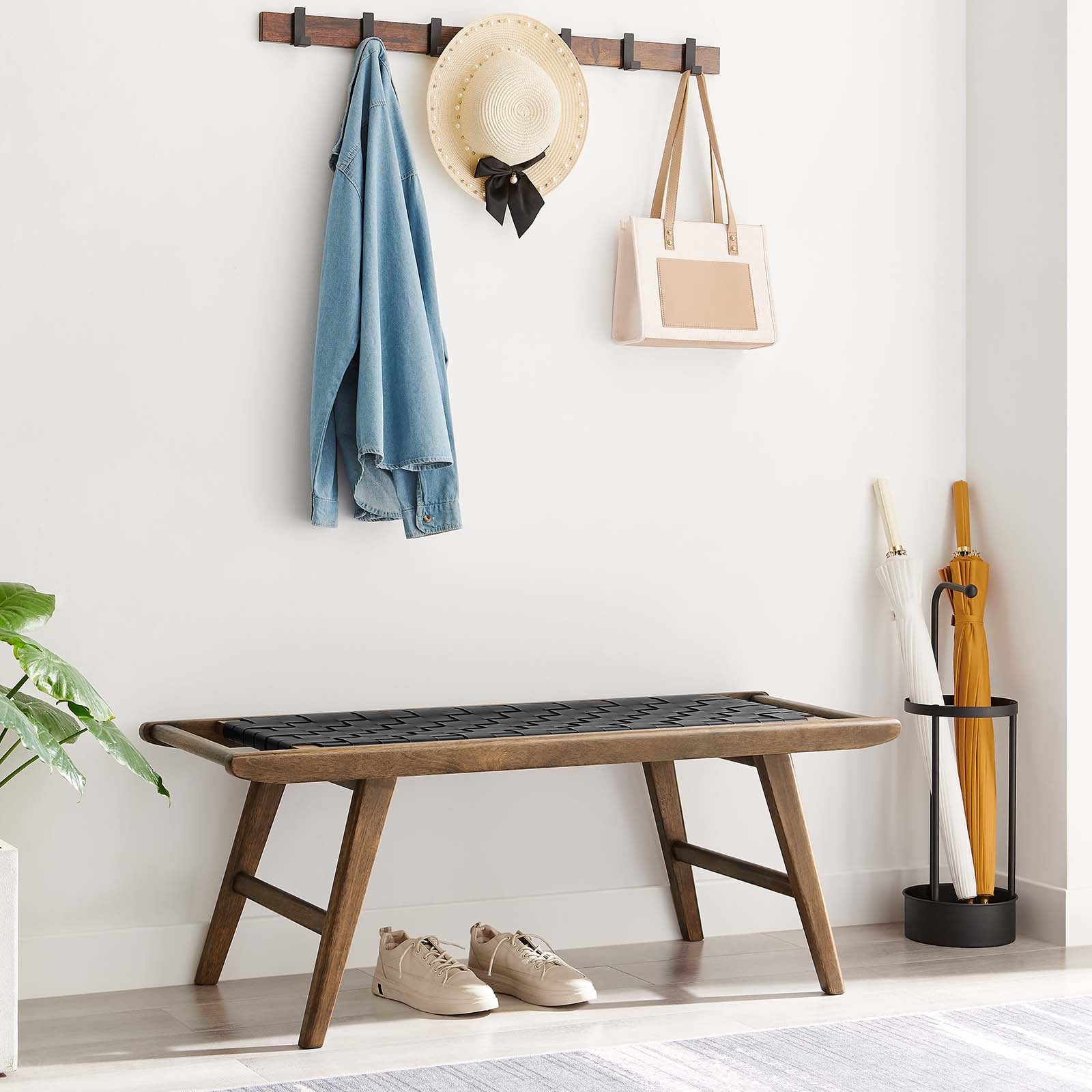 Saoirse 47" Faux Leather Wood Bench by Modway