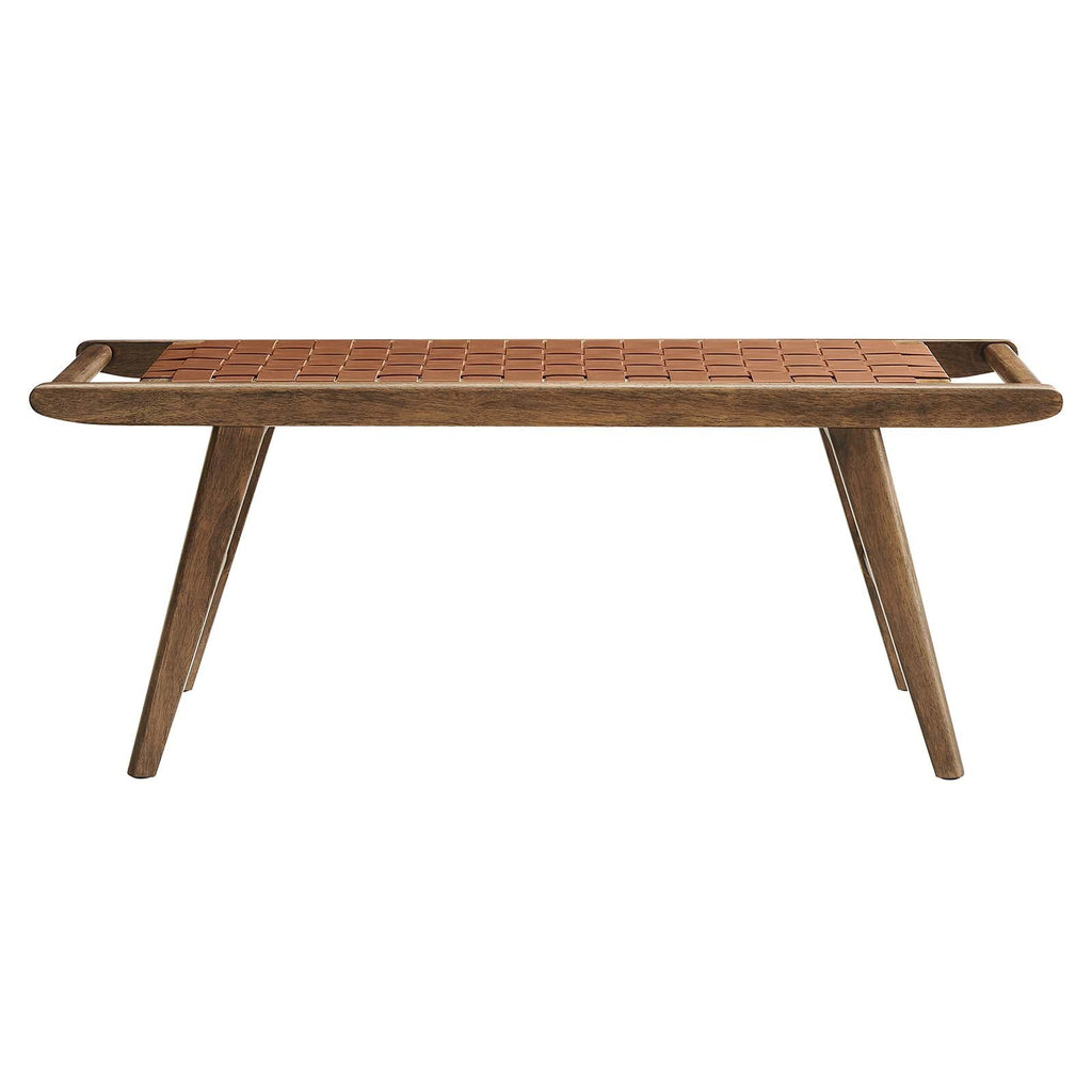 Saoirse 47" Faux Leather Wood Bench by Modway