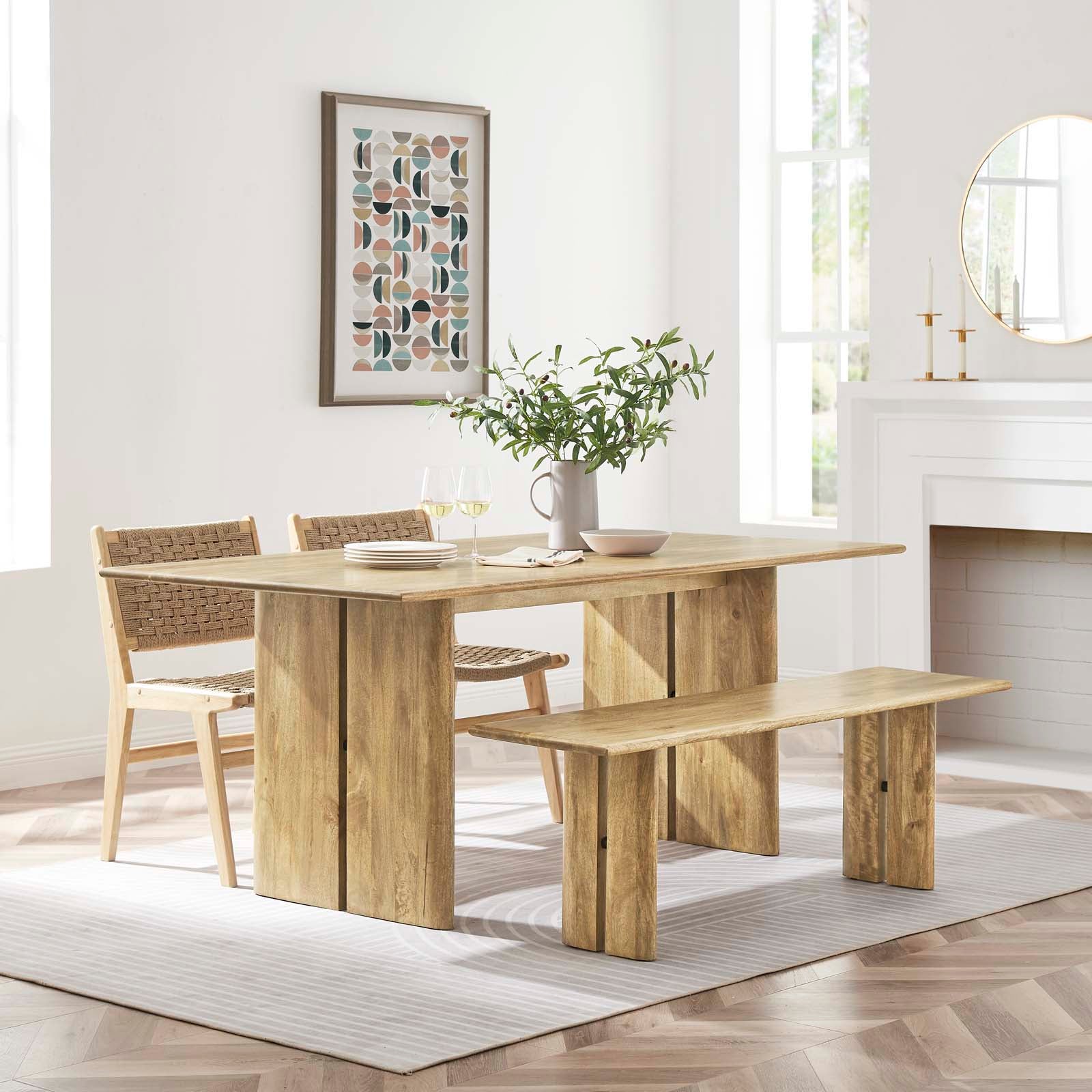 Amistad 72" Wood Dining Table and Bench Set by Modway