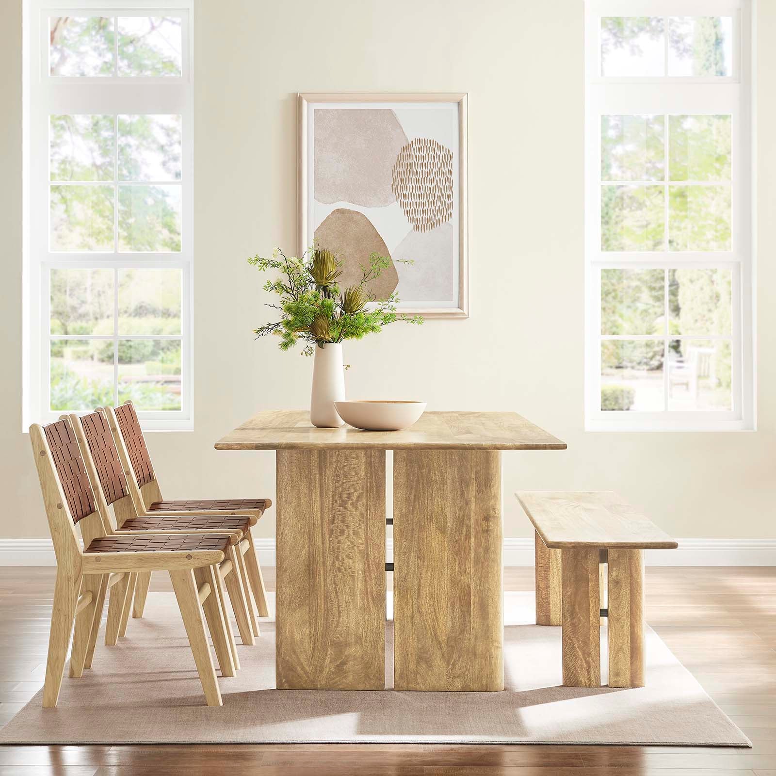 Amistad 86" Wood Dining Table and Bench Set by Modway